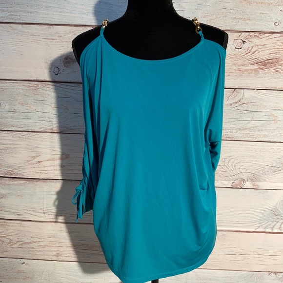 MICHAEL Michael Kors Tops - 1X Michael Kors turquoise blouse with gold link
